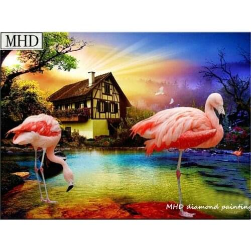 Full square 5d diy diamond painting flamingo cross stitch new arrival 3d diamond embroidery animal home decoration