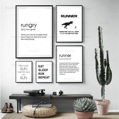 Runner Gift Running Quotes Posters and Prints Fitness Motivational Modern Art Pictures Canvas Painting Home Wall Art Decor