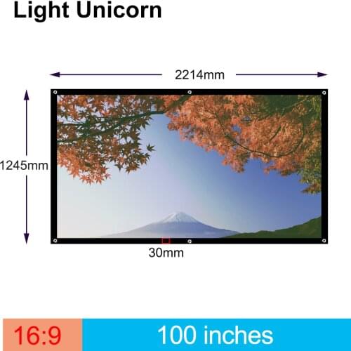Light Unicorn 100 Inch 16:9 Outdoor Simple Portable Transparent Travel projection screen Night Super thin projection screen