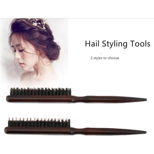 High Quality Wood Handle Hair Comb Natural Boar Bristle Hair Brush Fluffy Fine Handle Comb Hairdressing Barber Hair Styling Tool