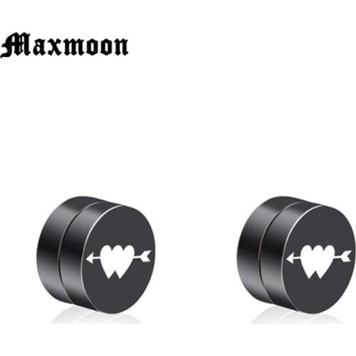 Maxmoon 8mm Magnet Magnetic Ear Stud 1Pair Fashion Non Piercing Clip Stud Earrings Fake Earrings for Boyfriend Lover Black