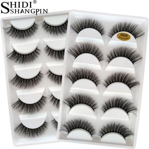 SHIDISHANGPIN 5 pairs False Eyelashes Natural Mink Eyelashes Makeup 3d Mink Lashes Thick Fake Eyelashes maquiagem faux cils G800