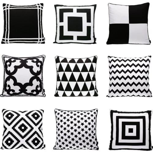 Scandinavian Cushions Cover Home Decor Black White Decorative Pillows Cases Geometric Stripe Plaid Cushion Cover Velvet Cushion