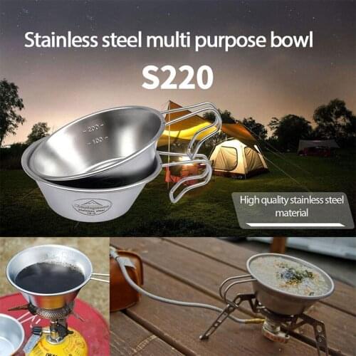 Outdoor Portable Thickened Stainless Steel Bowl Camping Equipment Picnic Multi-function Set of Bowls Tableware Wine Glasses
