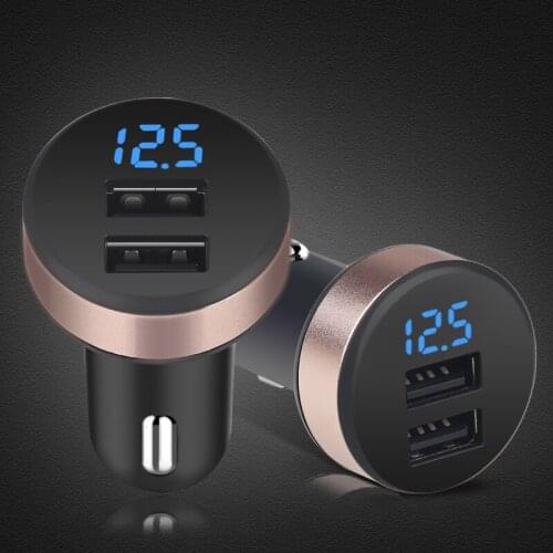 Universal 2 Ports Car USB Charger For Mobile Phone Tablet Led Display Charging With Voltage Monitoring USB Socket Adapter