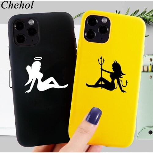 Funny Cell Phone Cases for iPhone 6s 7 8 11 Plus Pro X XS MAX XR Case Angel Devil Soft Silicone Fitted Phone Covers Accessories