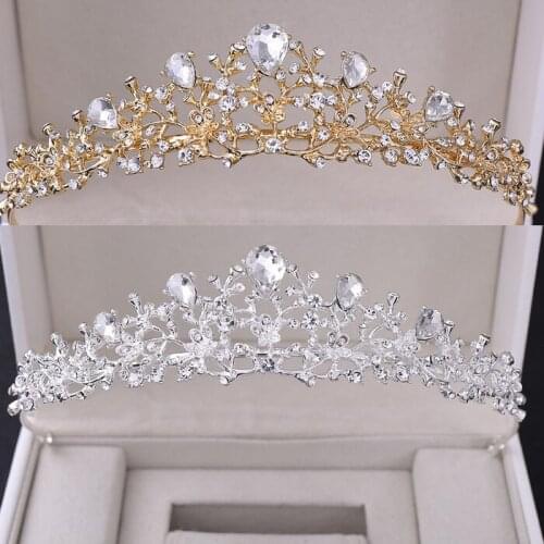 2020 Women Princess Crown Crystal Rhinestone Tiara And Crowns Hair piece Wedding Jewelry Gold Bridal Hair Accessories