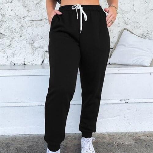 Women Elastic Waist Sports Pants Casual Loose Solid Color Sweatpants High Quality Baggy Ankle-Length Trousers
