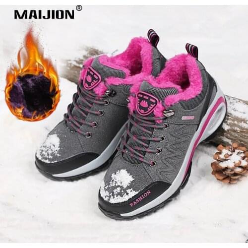 Winter Women Trekking Shoes Plush Warm Hiking Sneakers Female Non-slip Mountain Boot Waterproof Outdoor Sport Climbing Tourism