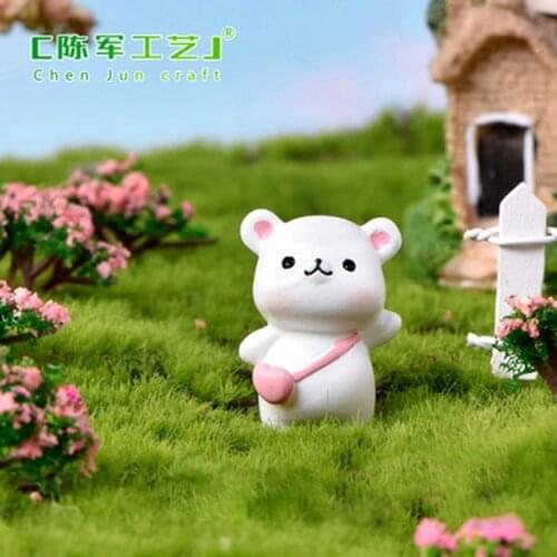 ZOCDOU 1 Piece Cartoon Cute Animal Satchel Bear Small Statue Little Figurine Crafts Figure Ornament Miniatures
