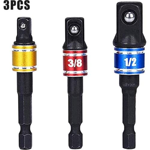 3PCS Socket Adapter with Aluminum Ring 1/2 3/8 1/4 inch Power Driver Adapter Extension Set for DYI Car Home Repair Tools Kit