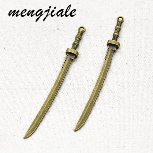 5pcs Retro Metal Zinc Alloy Samurai Sword Charms For DIY Handmade Crafts Jewelry Making 107*10mm