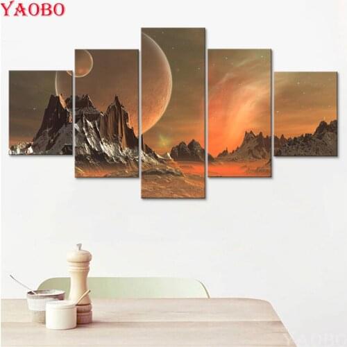 5D diy Diamond Embroidery 5 Pieces/Set Space Planet Landscape Diamond Painting Full Square/Round Drill Mosaic bead cross stitch
