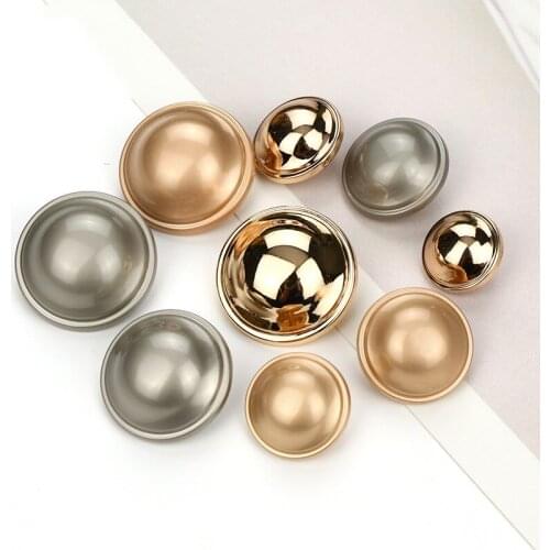 6PCS Metal Button Thin Edge Light Head Buckle Convex Button Retro Fashion Womens Wear Suit Cashmere Wool Coat Clip All-Matching
