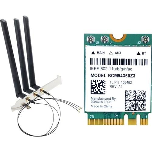 BCM94360NG Gigabit 5G Dual Frequency Built-in Wireless Network Card Bluetooth 4.0 NGFF Adapter Card with 3 Antenna