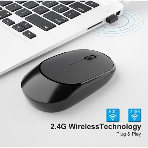 Classic 4 Buttons Battery Powered 2.4G Bluetooth Wireless Mouse with USB Receiver for Windows 10 Mac Linux Latops PC Notebook