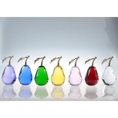 Handmade Decor Pear Paperweight Essential Home Table Decorative Art Glass Fengshui Craft Ornaments With Gift Box