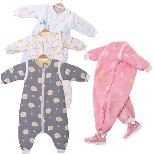 Baby Unisex Sleeping Bag with Feet Sleeping Sack Six-layer Gauze Cotton Wearable Blankets for Toddler Childrens Pajamas Clothes