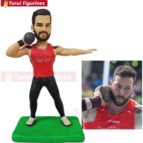 Shot put sportsman champion figurine custom design sports figure toys handmade personalized scuplt mini statue gift
