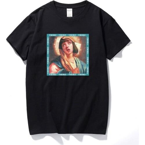 Virgin Mary Mens T-Shirts 2018 Funny Printed Short Sleeve Tshirts Summer Hip Hop Casual Cotton Tops Tees Streetwear