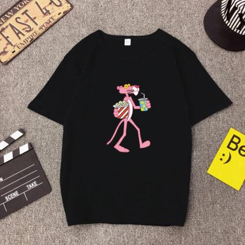 O Neck Cute Cartoon Pink Panther T Shirt Femme Loose Women Tops Women T-shirt Spring Summer New Short Sleeve Female Tees