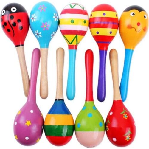 Hot Colorful Wooden Maracas Baby Child Musical Instrument Rattle Shaker Party Baby Toys