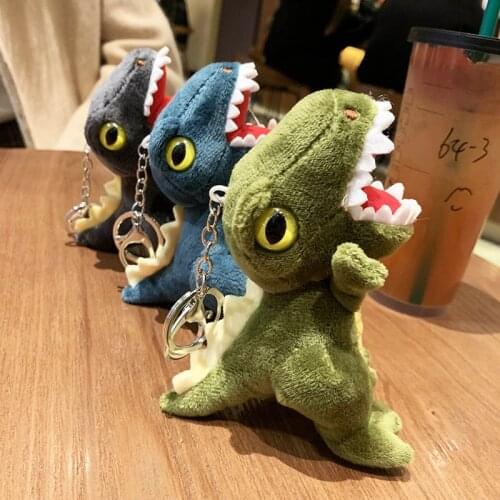 Classic Snarling Dinosaur Key Chain Plush Toy Key Ring Cute Bag Hanging Tyrannosaurus Rex Mini Doll Backpack Small Doll
