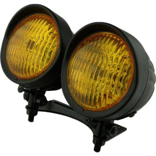 Motorcycle 4.75" Headlight Lamp Dual (Yellow) Amber Sport Twin Dominator Head light Double Dual Front Headlamp