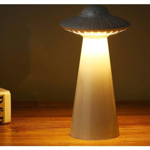 UFO Design USB Rechargeable LED Table Lamp Dimmable Reading Flicker-Free Light Smart Night Light Bedside Lamp Student Children
