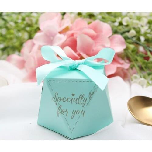 New European Diamond Candy Box Wedding Sugar Box Forest Creative Flamingo Candy Bag with Ribbon 19 Diamond Shaped Paper mixs