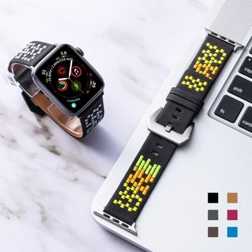 Compatible with apple watch band 38mm / 40mm / 42mm / 44mm Leather Mens / womens watch strap knitted particle fashion strap