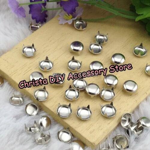 500pcs/Lot 6mm Silver Rivets For Jeans Metal Prong Studs Nickel Beads Nailhead Punk DIY CellPhone Decoration Garment Rivets
