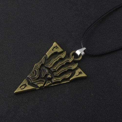 SG High Quality Antique Bronze The Elder Scrolls Morrowind Letter Pendants Necklace Dinosaur Triangle Women Men Necklace