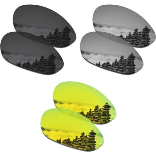 SmartVLT 3 Pairs Polarized Sunglasses Replacement Lenses for Oakley Minute 2.0 Stealth Black and Silver Titanium and 24K Gold
