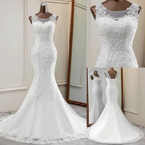 Applique mermaid wedding dresses lace vestidos de novia 2020 marriage sleeveless bride dress wedding gowns sereia