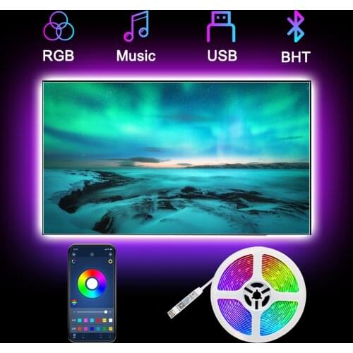 RGB 5050 Bluetooth Smart TV LED Strip Lights Music LED Lamp Smart USB Light Christmas Home Decor Lamp