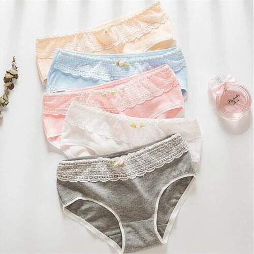 Women Panties Cotton Seamless Underwear Girls Solid Flowers Briefs Female Casual Sexy Lingerie Woman Breathable Intimate Panties