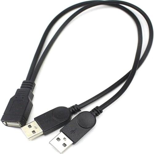 USB Female to 2 USB Male Data Charging Cables Extension Cable Y Type Charging Cord 0.3m