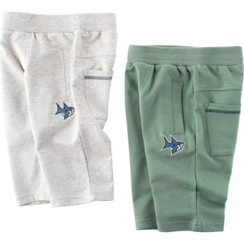 Spring-autumn 2-8y Children Cartoon Trousers Boys Brand New Clothing Sports Cropped Pants Baby Fish Pattern Trousers Pants