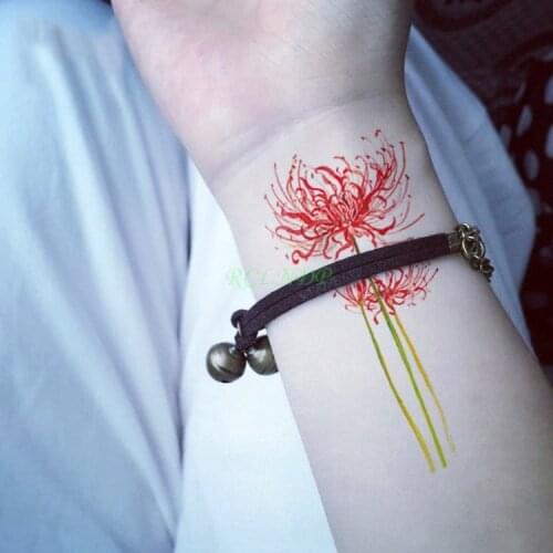 Waterproof Temporary Tattoo Bana red flower Lycorisradiat tatto stickers flash tatoo fake tattoos for girl women