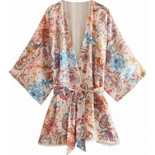 Japan Kimono Mujer Party Dresses Summer Beach Sunscreen Shawl Retro Printing Sleeve Cardigan Jacket Loose Casual Womens Clothing