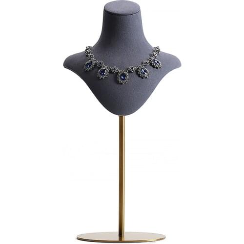 Jewelry Display Organizer Stand Microfiber Bust Necklace Pendant Half Body Show Case for Business Shows