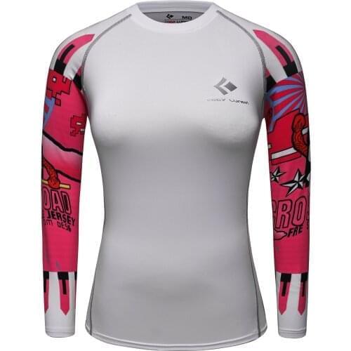 Cody Women' Rash Guard Long Sleeve Rashguard Biking Shirts Surf Tops Print Running Shirt Fitness Tights