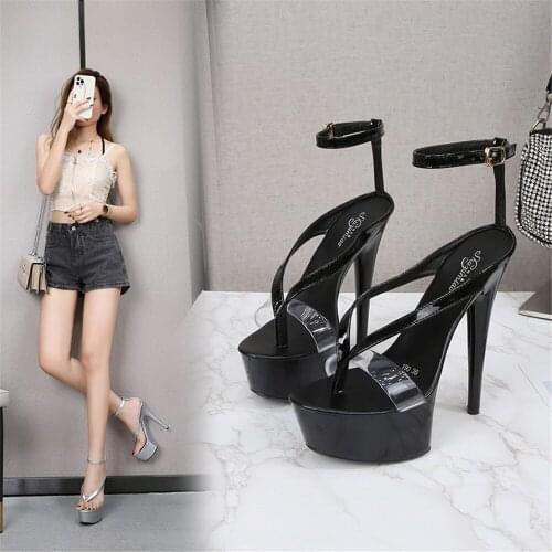 Summer Clip Foot High Heels Sandals For Women Car Model Show Shoes Ladies Platform Ankle Strap Candy Colors Stiletto Size 34-43