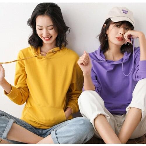 Womens autumn cotton hooded sweatshirts for lovers friends couple outfits loose oversize fashion pullover tops with big pockets