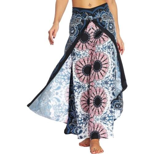 Womens Casual Harem Hippie Boho Patchwork Comfortable Baggy Print Yoga Pants