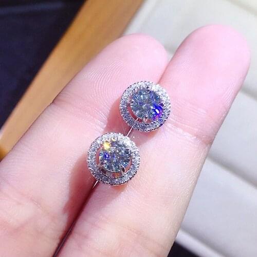 Fashion concise bling AAA zircon diamonds stud earrings for women white gold silver color jewelry bijoux accessories gifts new