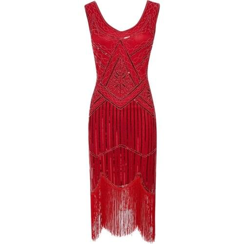 Sexy Sleeveless Royal Black Embroidery Fringe Great Gatsby Party Dress Women 1920s Dress Sequin Beaded Tassels Hem Flapper Dress