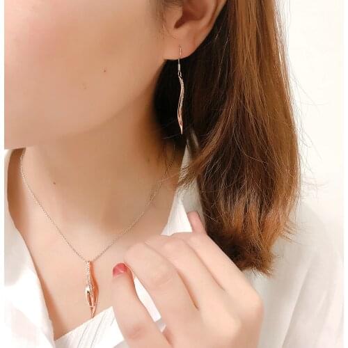 ZHOUYANG Jewelry Set For Women Rose Gold Leaf Shape Cubic Zirconia Necklace Earrings Set Silver Color Gift Fashion Jewelry F100