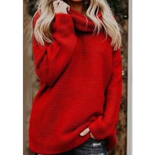 Winter Turtleneck Women Sweater 2019 casual solid Long Sleeve Oversize Jumper Fashion Knitted Loose sweaters and pullovers Femme